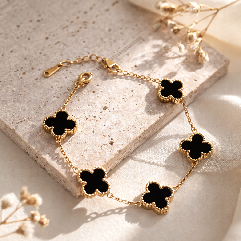 Gold-Plated Four Leaf Clover Bracelet