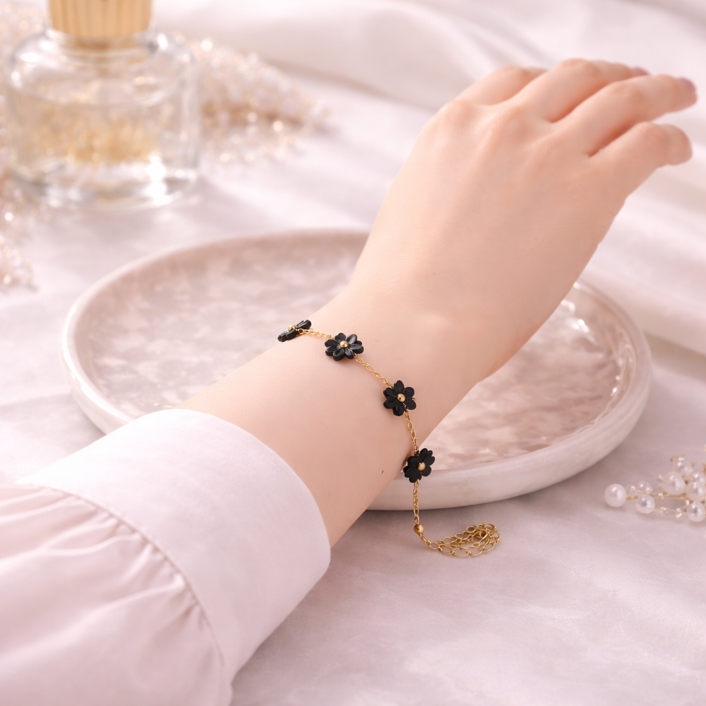 Gold-Plated Floral Bracelet