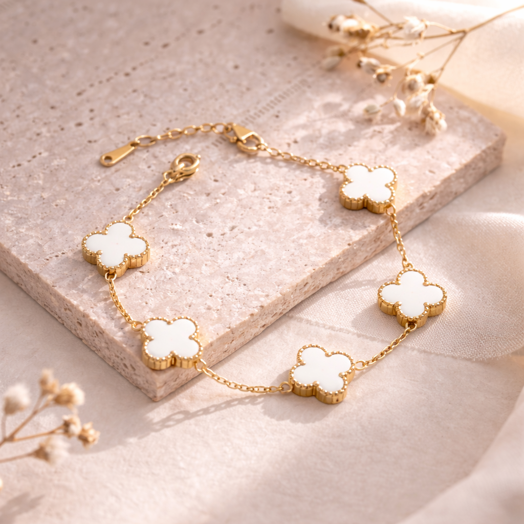 Gold-Plated Four Leaf Clover Bracelet