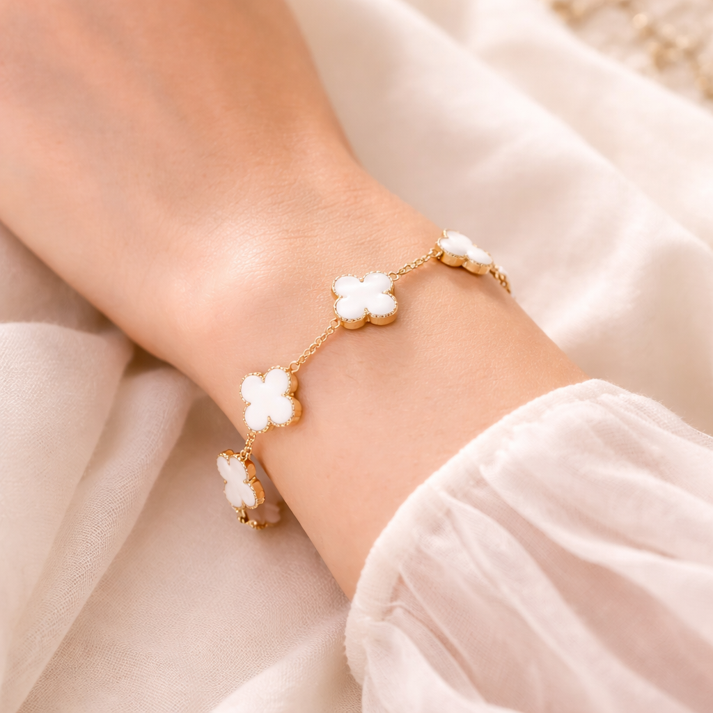 Gold-Plated Four Leaf Clover Bracelet