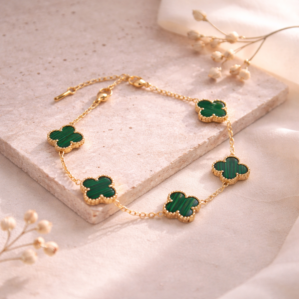 Gold-Plated Four Leaf Clover Bracelet