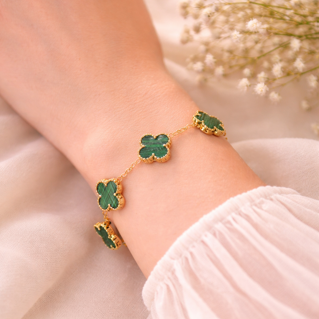 Bracelet trèfle à quatre feuilles plaqué or
