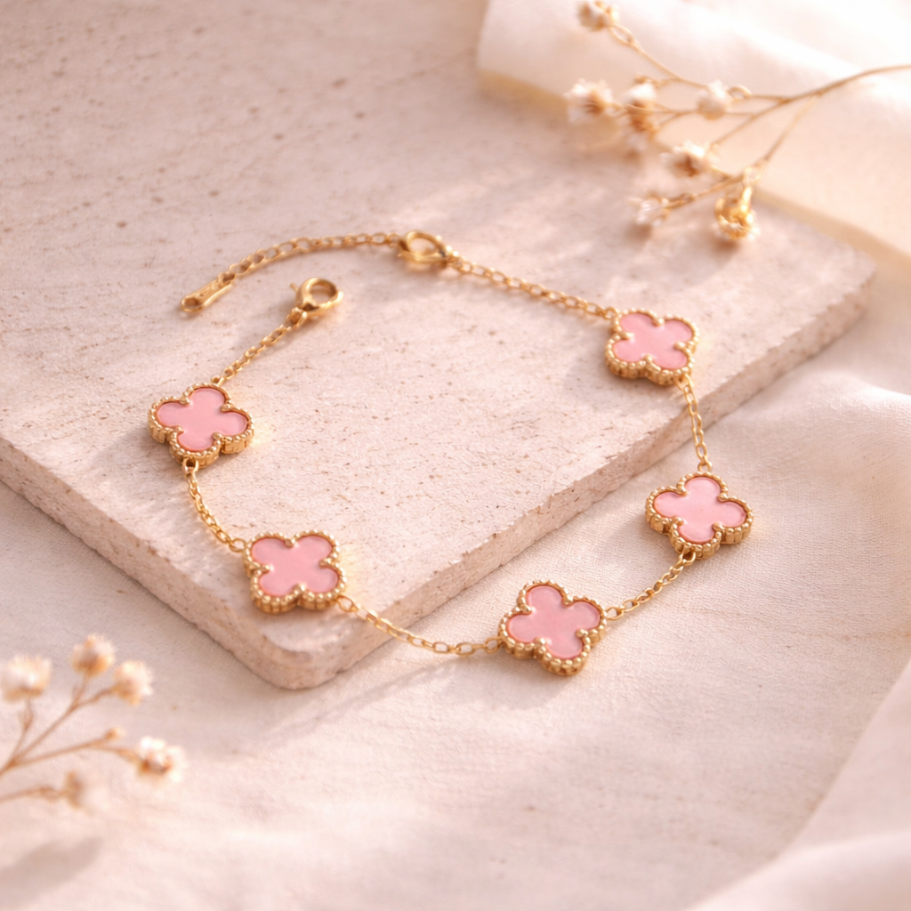 Gold-Plated Four Leaf Clover Bracelet