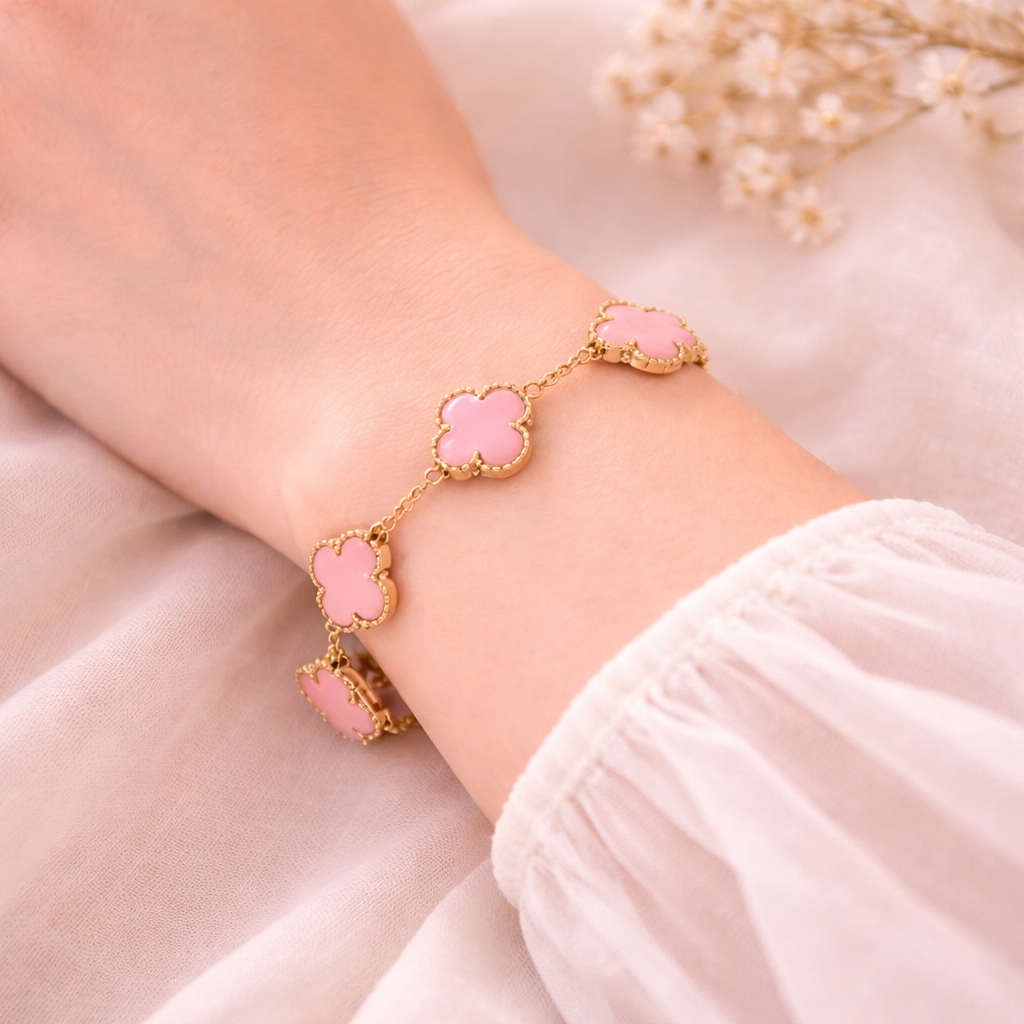 Bracelet trèfle à quatre feuilles plaqué or
