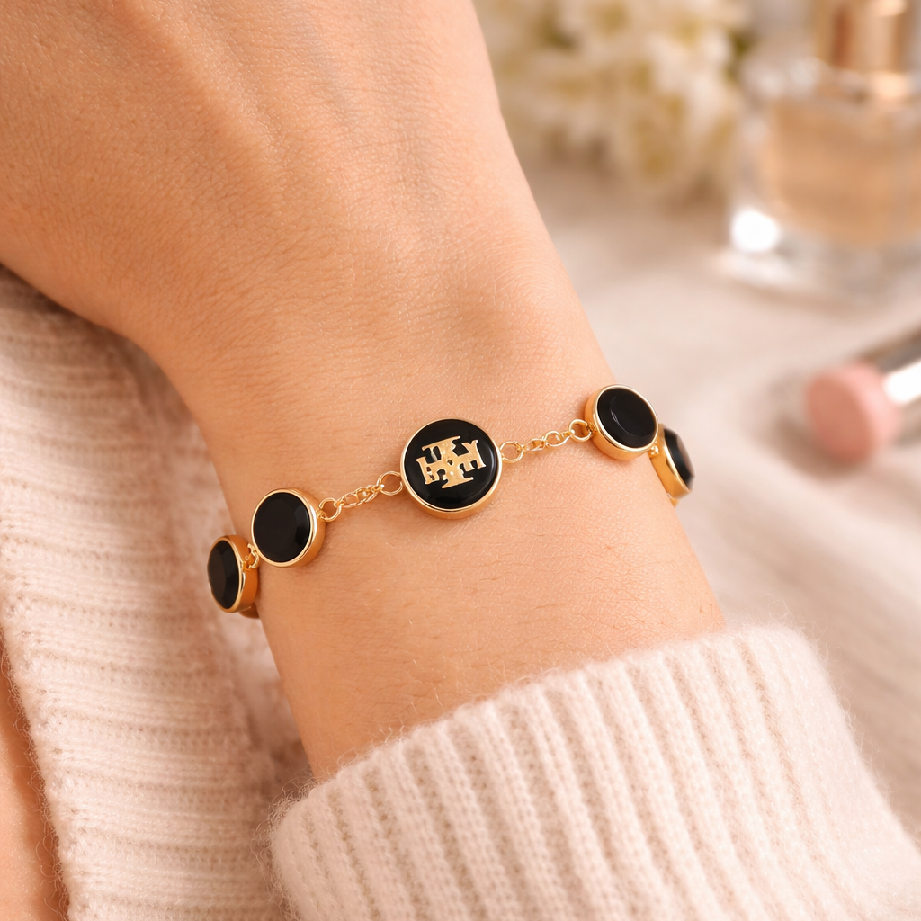 Elegant Gold and Black Onyx Bracelet
