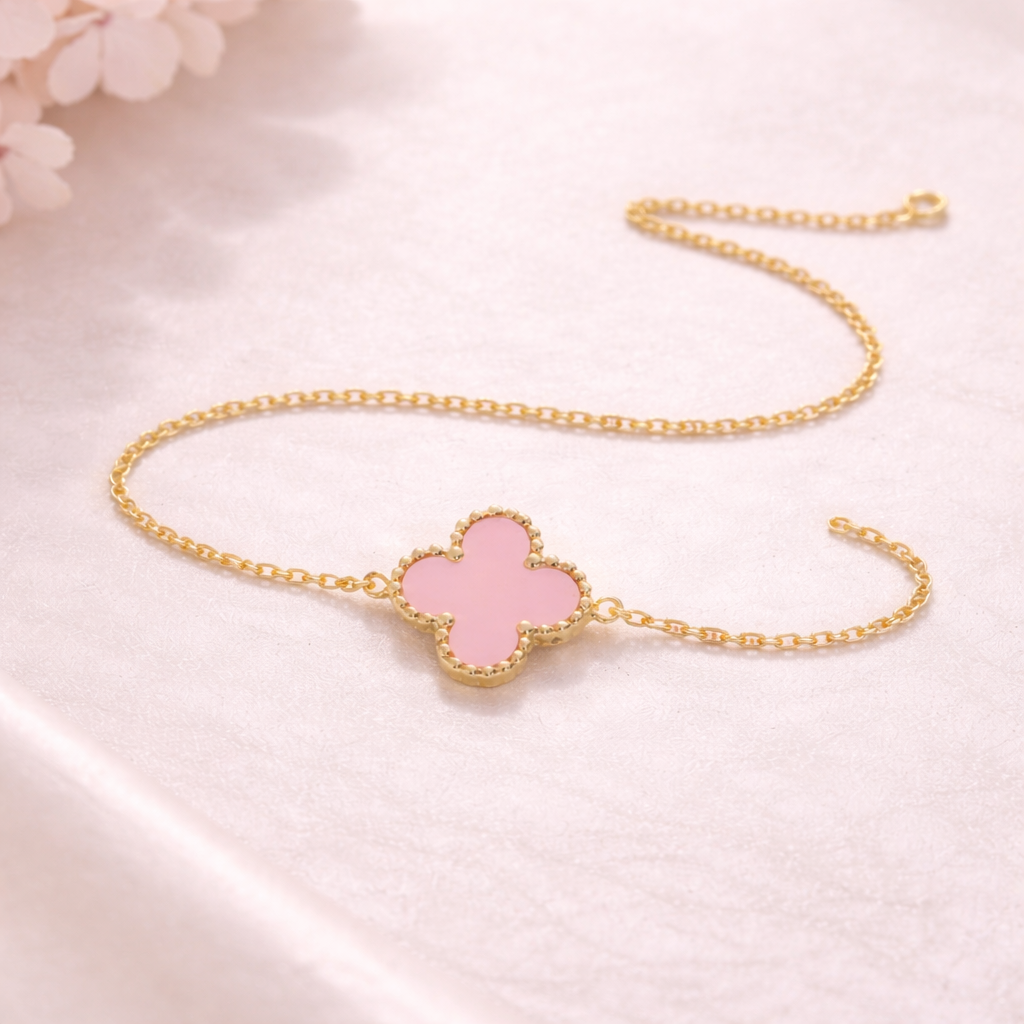 One Leaf Clover Stainless Steel Gold Plated Bracelet