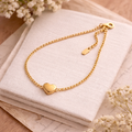 Gold-Plated Stainless Steel Heart Bracelet