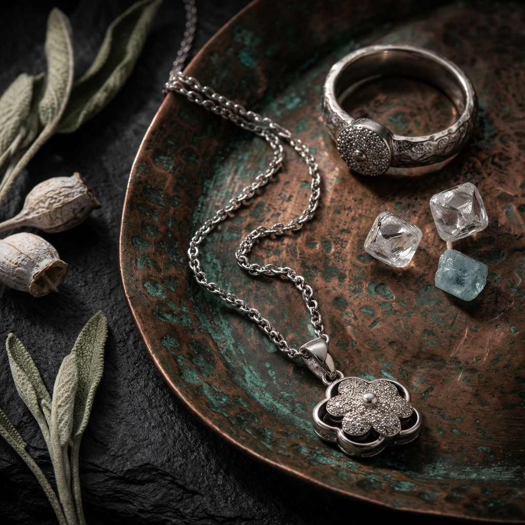 Dainty Pavé Crystal Flower Pendant Necklace