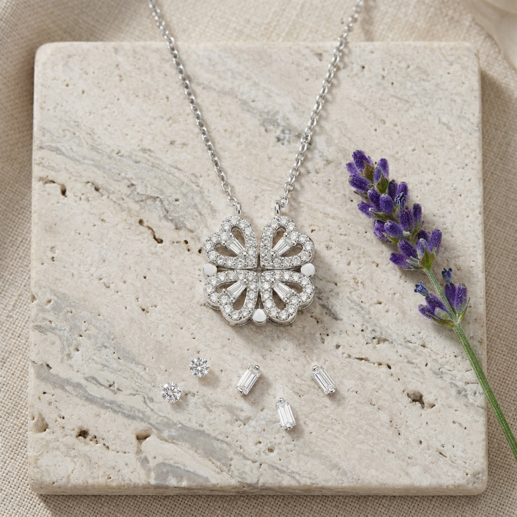 Convertible Magnetic 2-in-1 Heart Clover Necklace