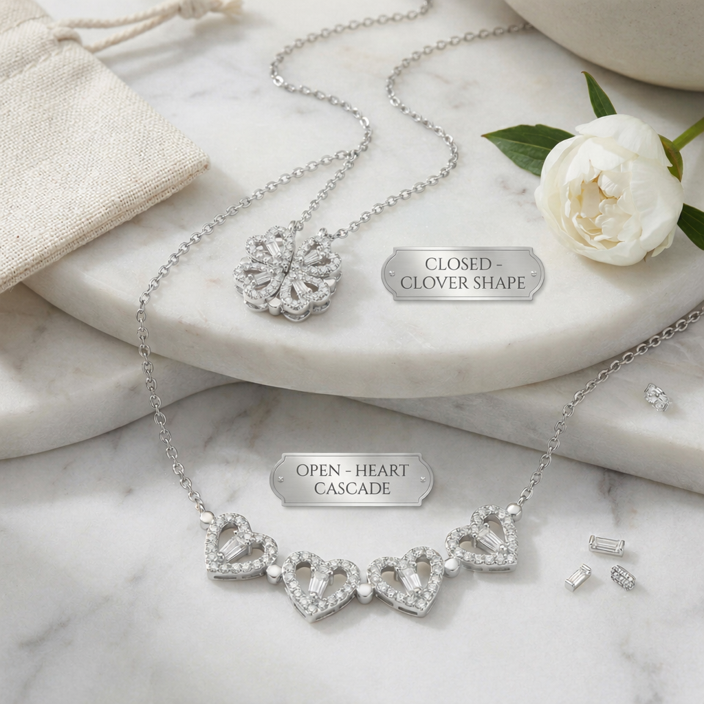 Convertible Magnetic 2-in-1 Heart Clover Necklace