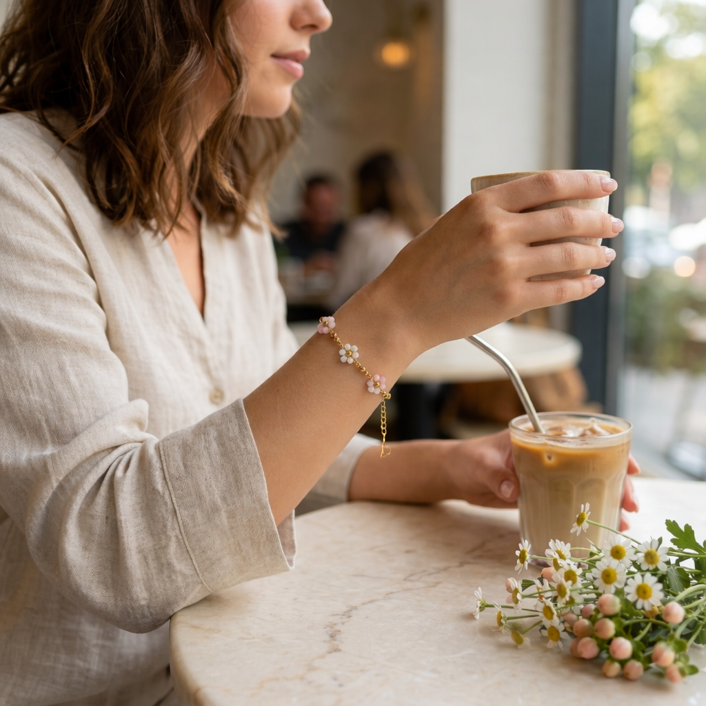 Floral Whispers Gold Daisy Bracelet