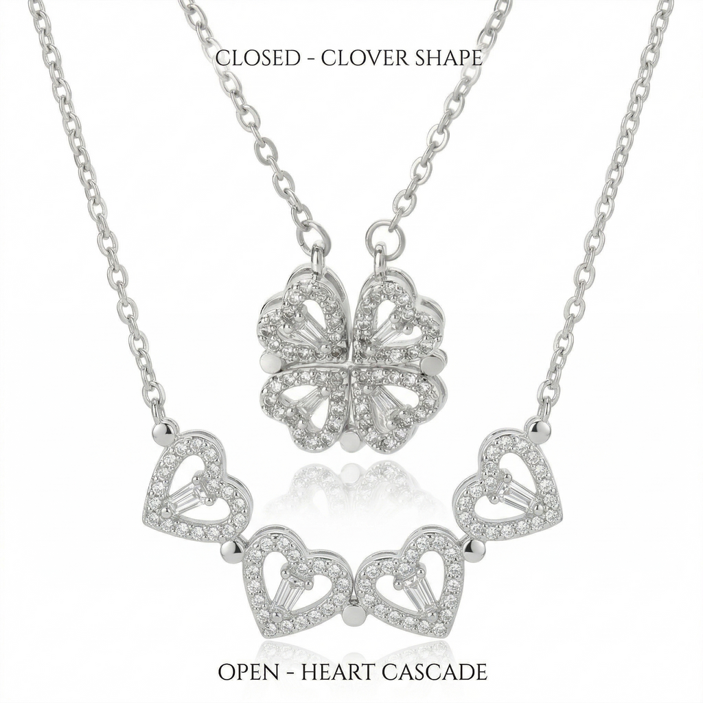 Convertible Magnetic 2-in-1 Heart Clover Necklace