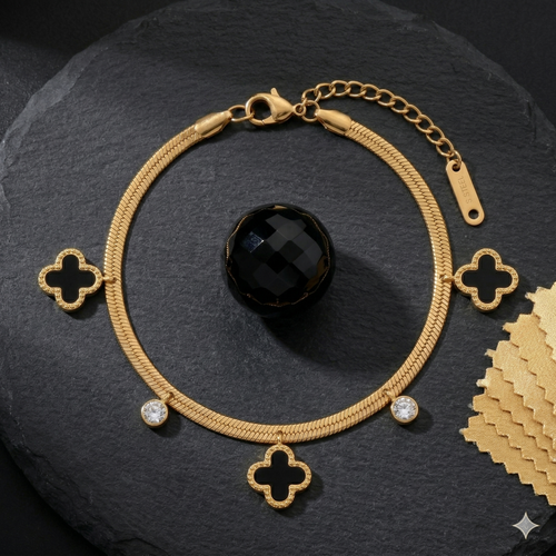 Black Clover Snake Chain Bracelet