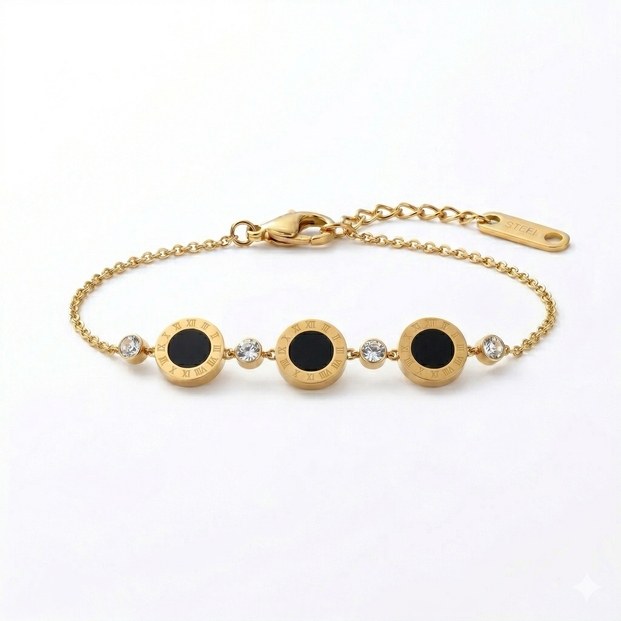 Roman Numeral Medallion Gold Bracelet