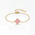 One Leaf Clover Stainless Steel Gold Plated Bracelet