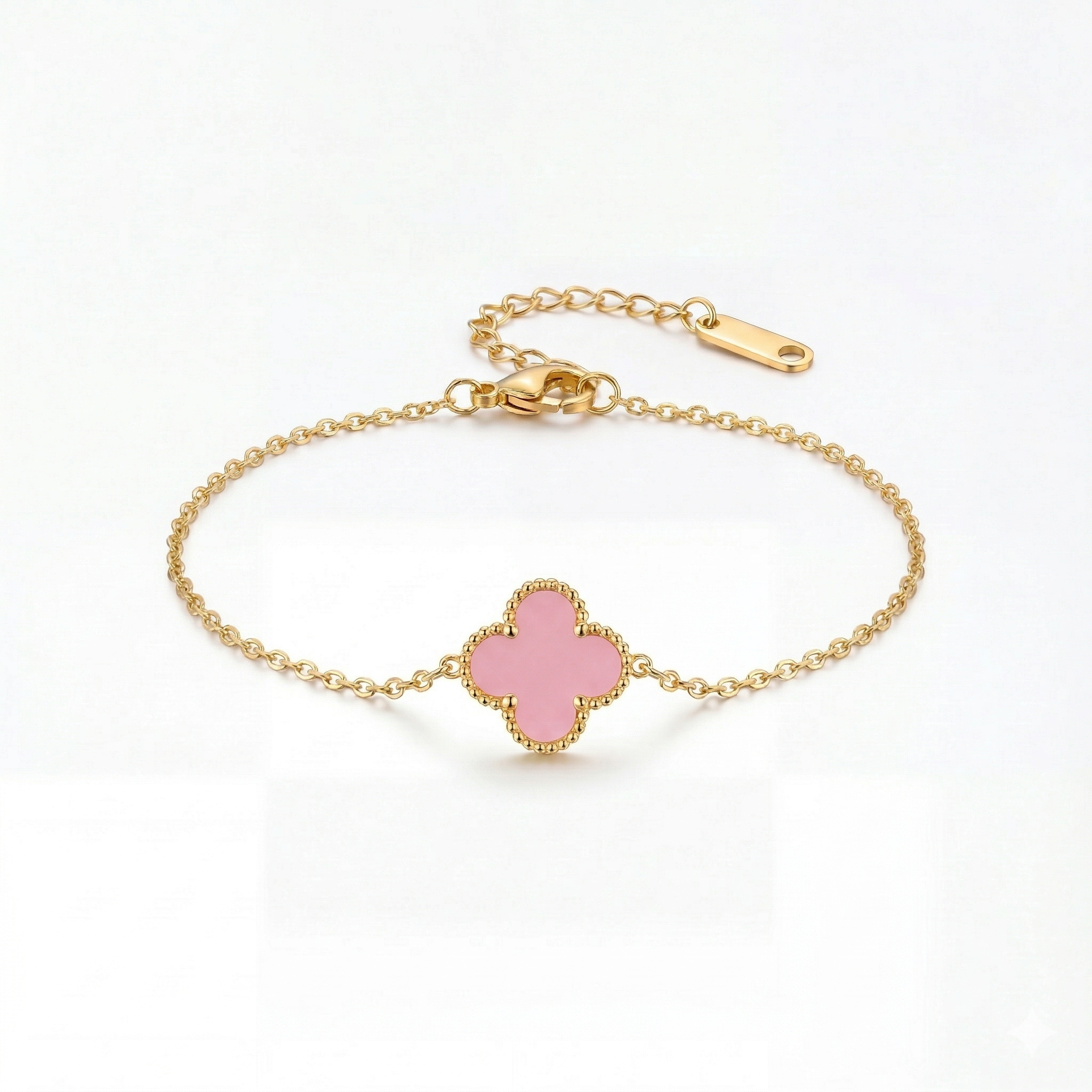 One Leaf Clover Stainless Steel Gold Plated Bracelet