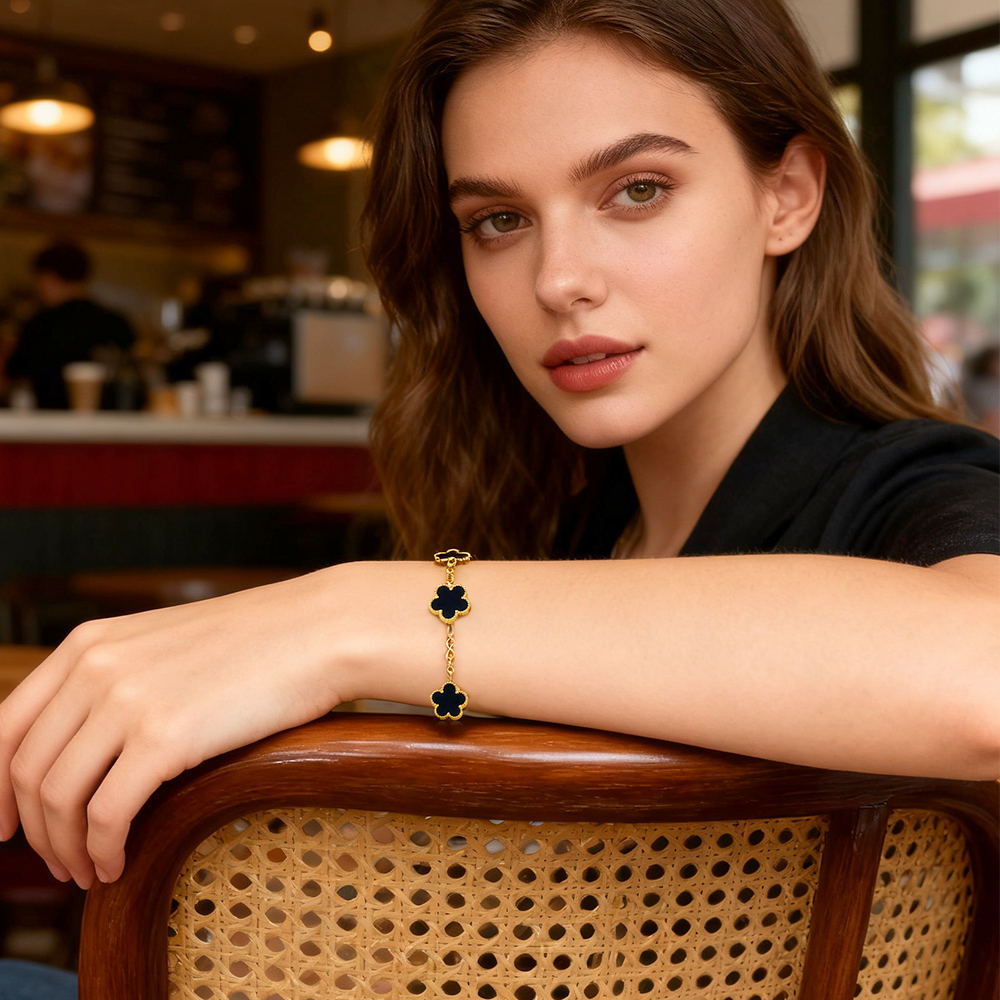 Gold-Plated Four Leaf Clover Bracelet