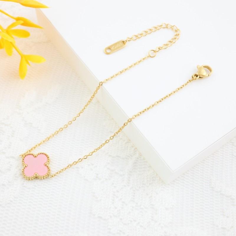One Leaf Clover Stainless Steel Gold Plated Bracelet